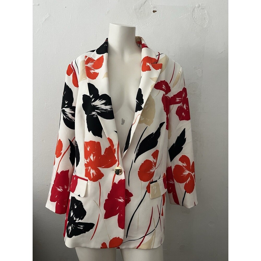 Kasper Floral Blazer Size L Artsy Statement Romantic Sophisticated Office Party